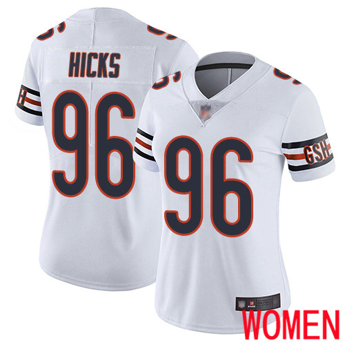 Chicago Bears Limited White Women Akiem Hicks Road Jersey NFL Football #96 Vapor Untouchable->women nfl jersey->Women Jersey